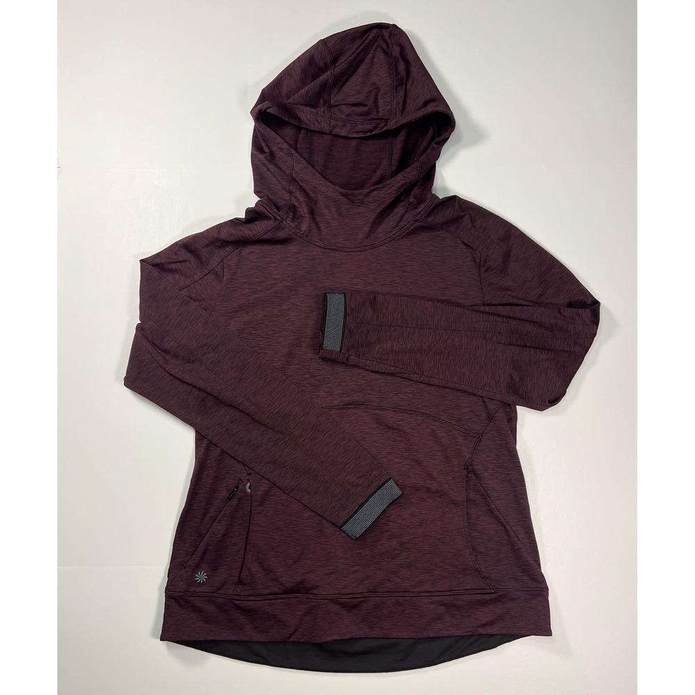 Athleta Pullover Hoodie Womens XL Purple Space Dye Thumbhole Scuba Pilates Yoga